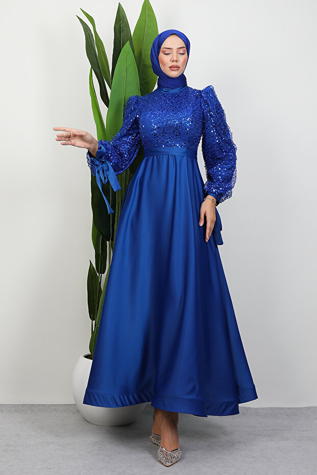 Tarlatanlı Pullu Abiye Saks - 4