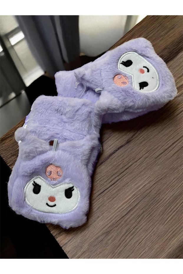 Sanrio Plush Furry Adult Children Compatible Fingerless Gloves