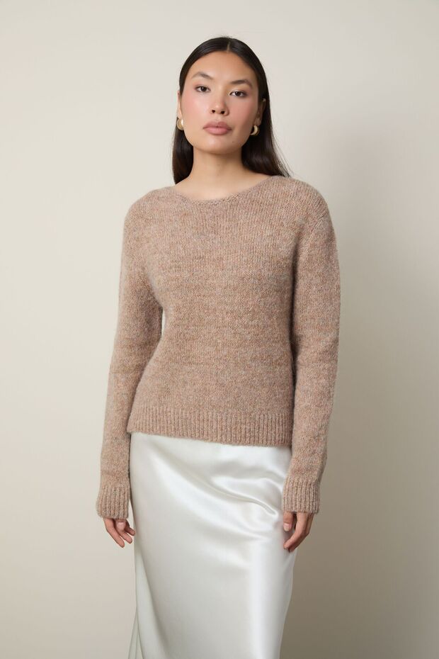 Yün Karışımlı Bisiklet Yaka Basic Kazak - 1