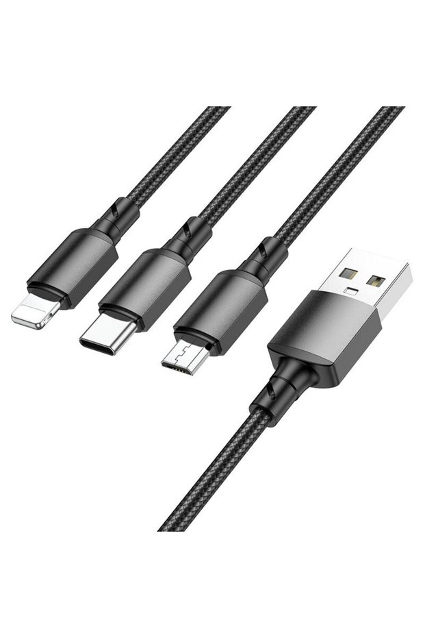 BX72 3-in-1 Data Cable, 1m, Black