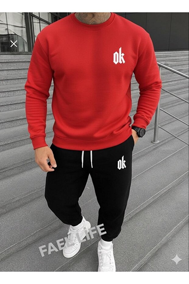Unisex Girls/Boys Top and Bottom Set Winter Zero Collar Tracksuit Loose Fit Dk Printed