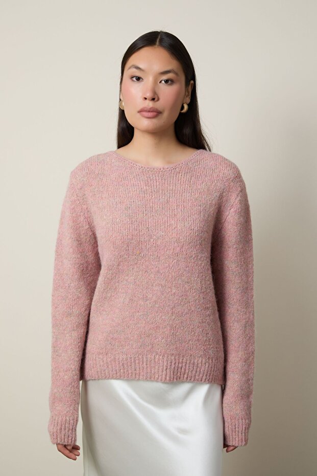 Yün Karışımlı Bisiklet Yaka Basic Kazak - 1