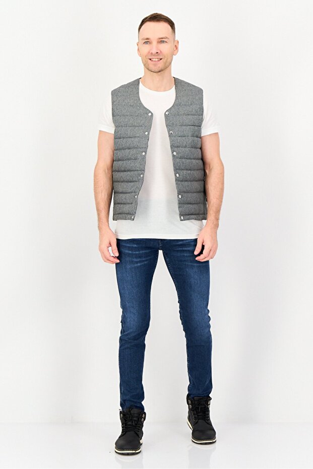جاكيتات رجالية مبطنة منفوخة، رمادية - 4