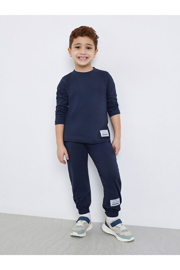Boys Navy Long Sleeve T-Shirt and Joggers Set