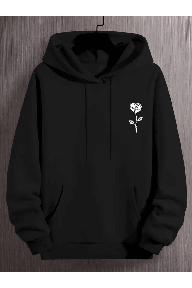 Rose Motif Minimalist Hoodie