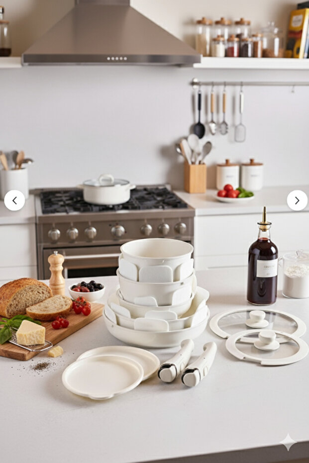 طقم أواني طهي ومقالي مكون من 15 قطعة مع مقابض قابلة للفصل وتقنية الحث المغناطيسي - 3