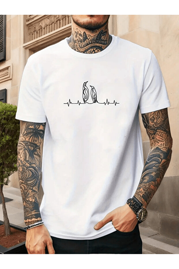 Penguin Heartbeat Printed T-Shirt