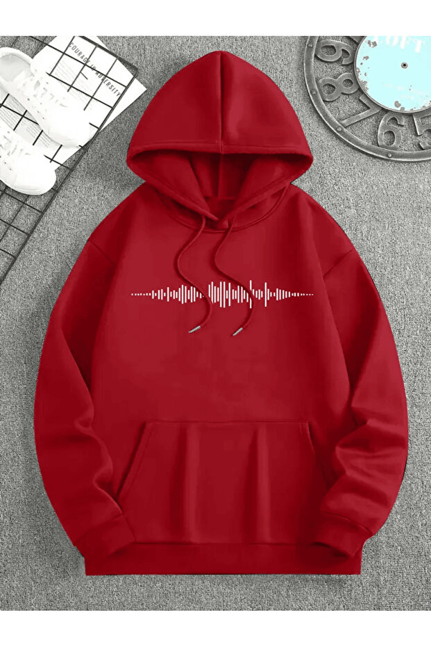 Sound Wave Printed Minimalist Hoodie