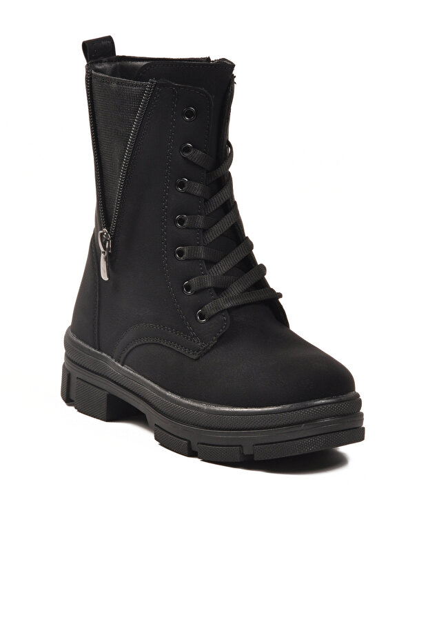 Black Children's Boots with Fleece Inside G-1001 F (Zippered)