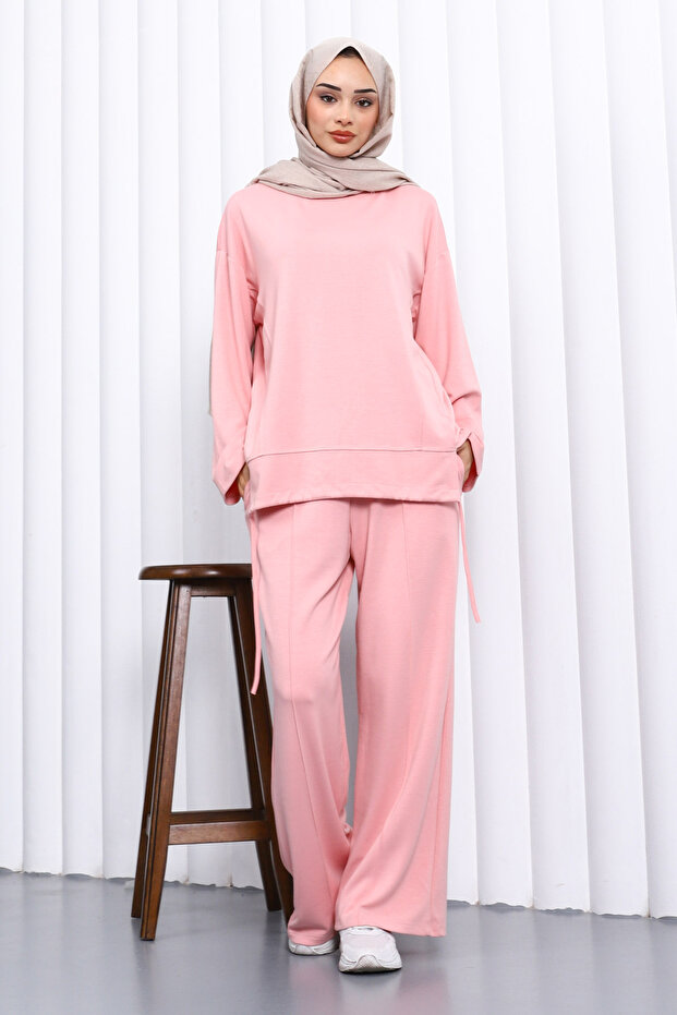 Modal Tunic Pants Set with Powder Front Detail