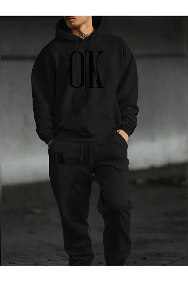طقم هودي مكتوب عليه 'OK'