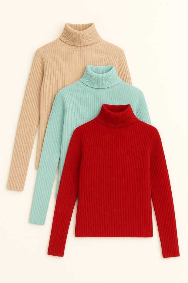 Unisex Premium Cotton Turtleneck Camisole Hooded Slimfit High Neck Sweater