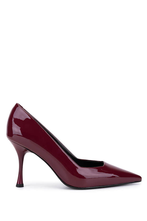 Women's Burgundy Patent Leather Heeled Shoes