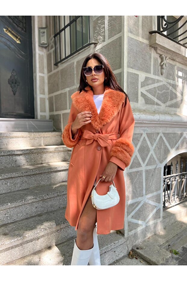 Custom Coat with Collar and Sleeve Detail