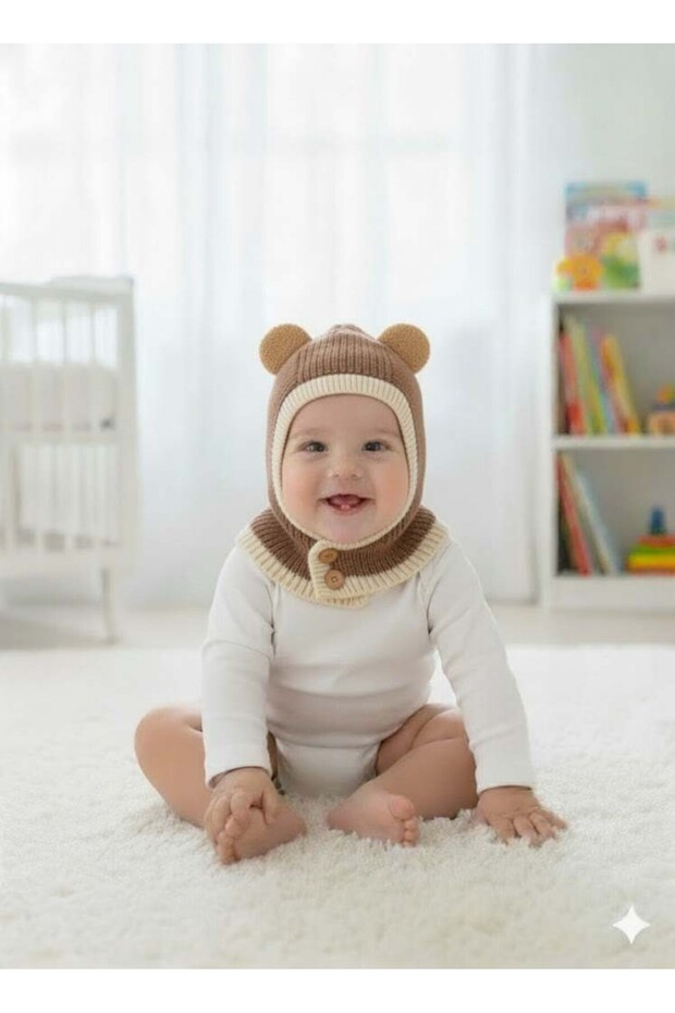 Ki̇tti̇ 25480-02 Buttoned Necklace Tricot Beanie