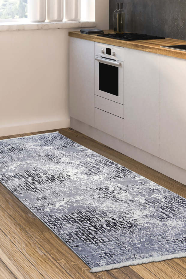Digital Fringed Carpet Modern Designed in Gray Color Erasable 60X100