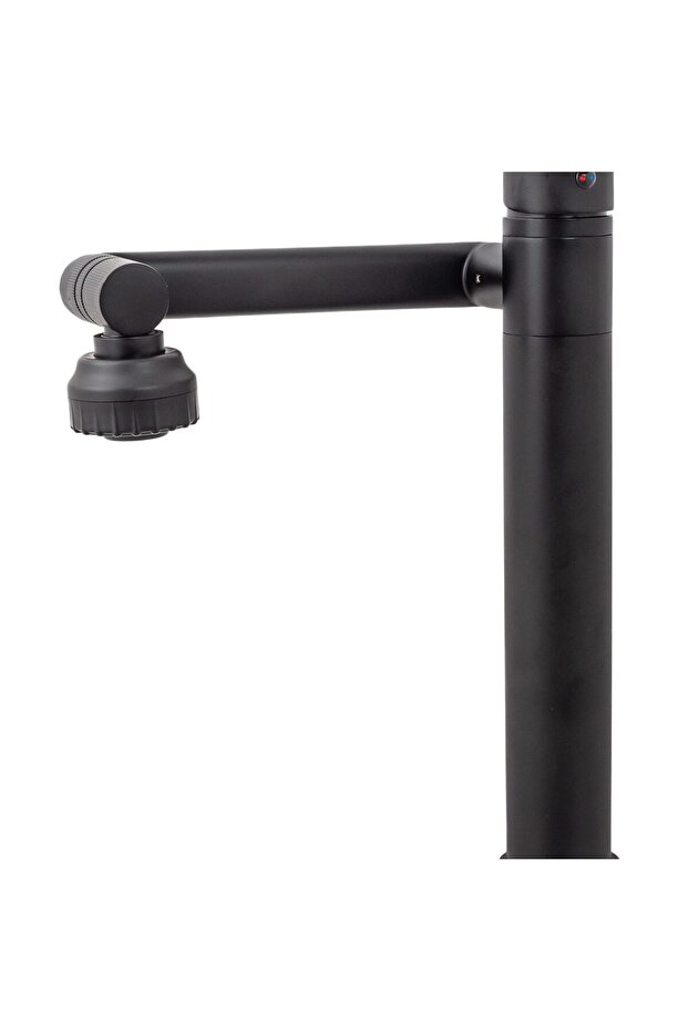 Basin mixer, countertop mounting, mobile spout, adjustable aerator with two functions, matte black - 4