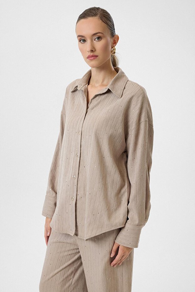 Çizgili Pullu Gömlek - 3