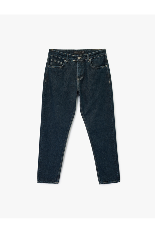 Cotton Regular Waist Tapered Fit Jean Trousers