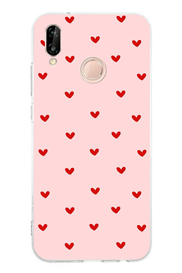 حافظة سيليكون متوافقة مع هاتف هواوي P20 لايت باللون الأحمر مطبوع - 1