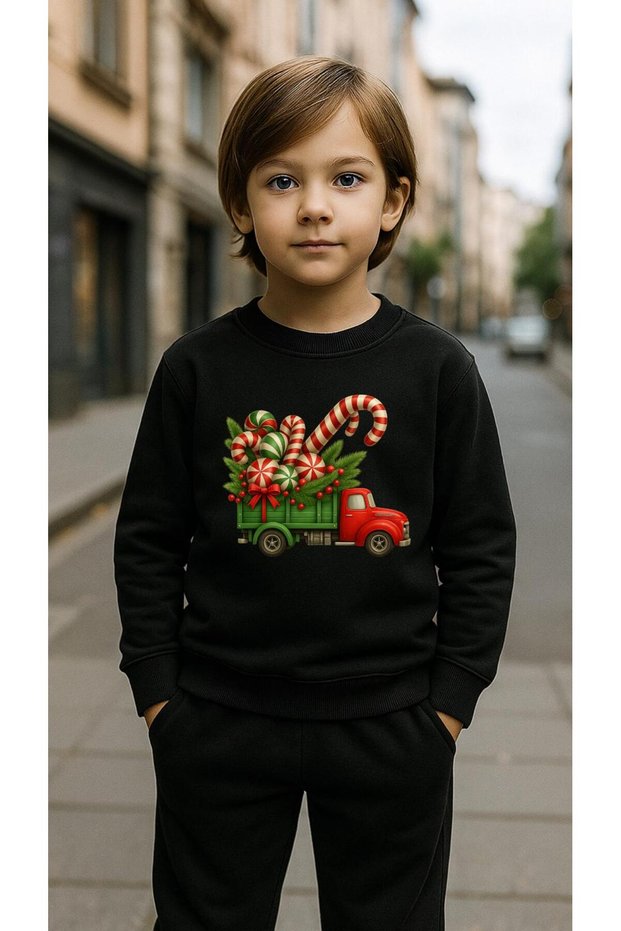 Children's Team Sweatshirt Truck Printed Girls Boys Crew Neck3 4-5-6-7-8-9-10-11-12Years