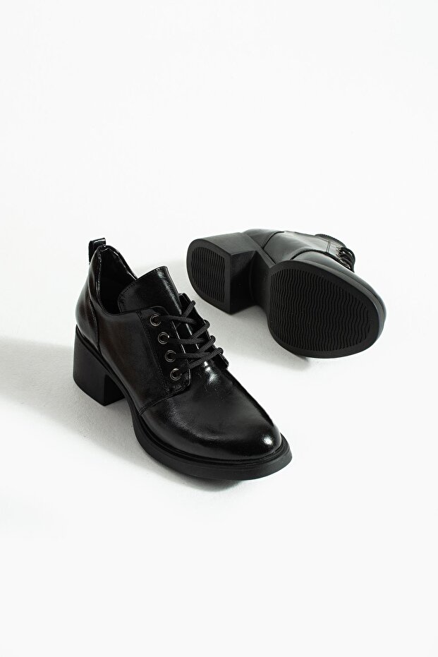 Women's Lace-Up High Sole Heeled Shoes Diva - Black