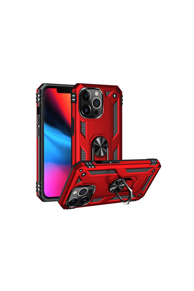 جراب آيفون 13 برو غطاء سيليكون صوفيا مع حلقة - أحمر - 2