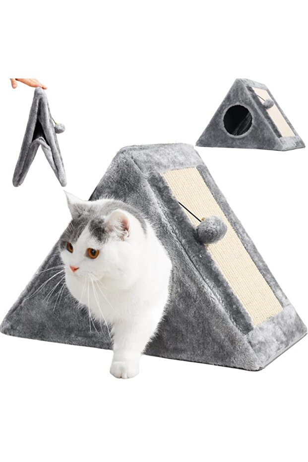 Foldable cat playpen with scratching post - 1