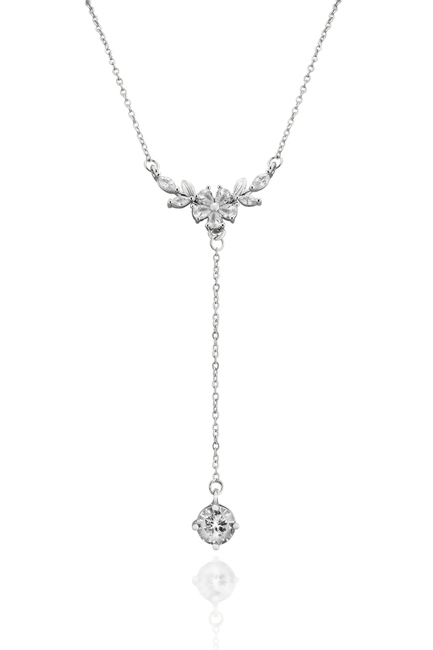 Elegant Stainless Steel Necklace with Crystal Drop