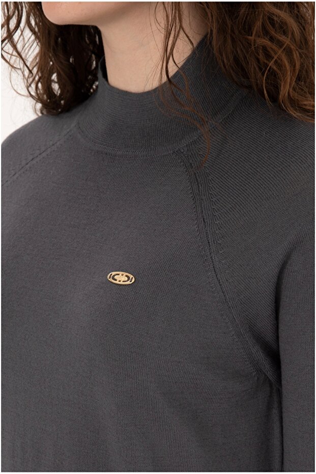 Pulover de damă antracit basic - 7