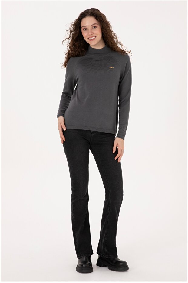 Pulover de damă antracit basic - 4