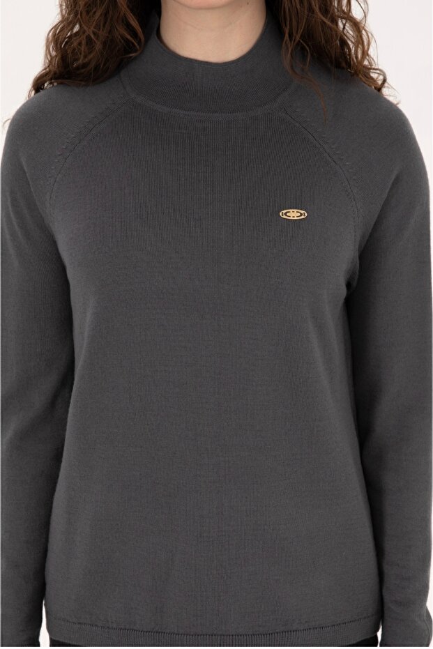 Pulover de damă antracit basic - 6