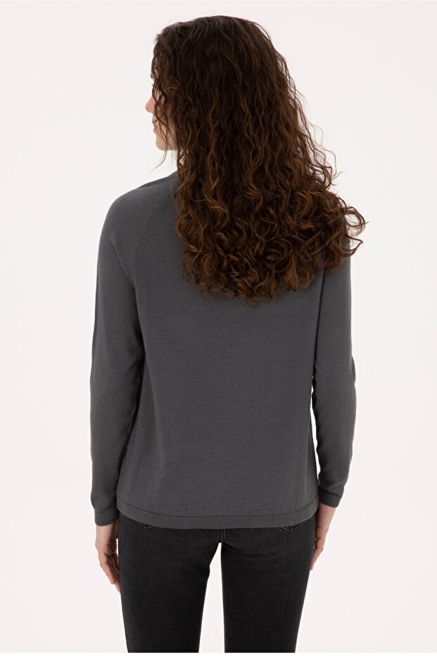 Pulover de damă antracit basic - 5