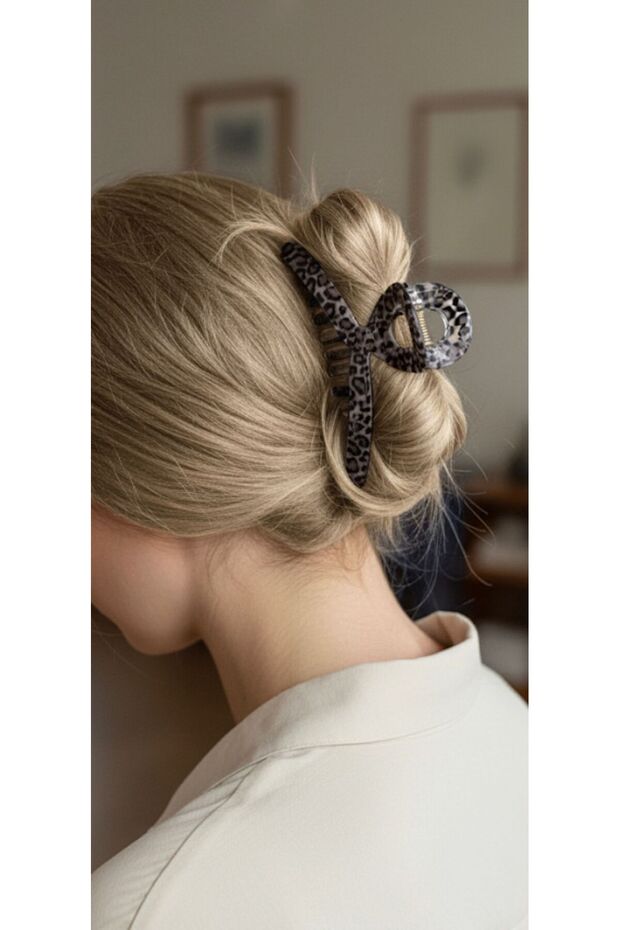 Leopard Zebra Pattern Modern Curved Women Bone Hair Clip 11cm Durable Stylish Hair Holder