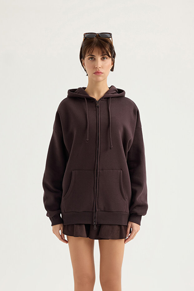 Basic Zip 3 Thread Sh Fleece-Lined Hoodie