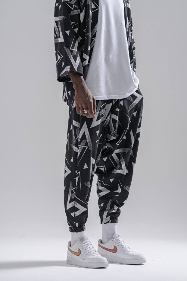 بنطلون شالوار منقوش بخصر مطاطي - 3