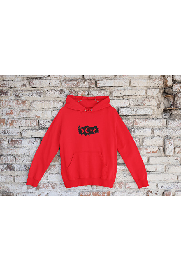 Ataturk Printed Cotton Long Sleeve Fleece-Lined 3 Thread Hooded Sweatshirt