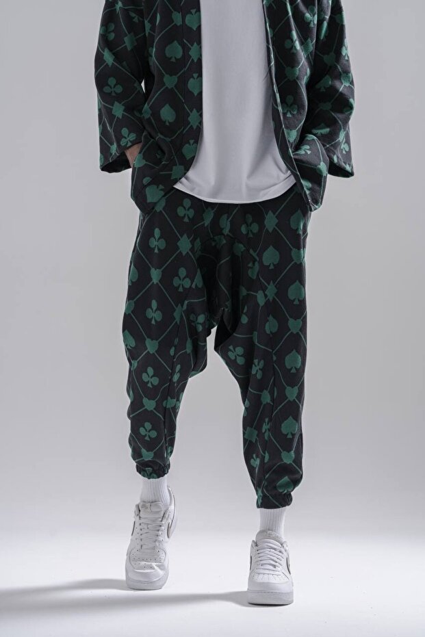 بنطلون شالوار منقوش بخصر مطاطي - 1