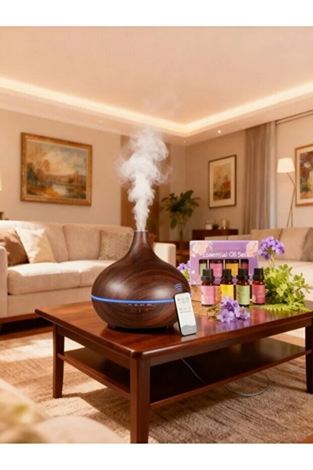 موزع رائحة يتم التحكم فيه عن بعد مع 4 أنواع من الزيوت الأساسية ووظيفة المؤقت والضوء LED. - 1