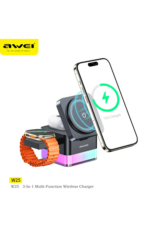 شاحن لاسلكي متعدد الوظائف 3 في 1 W 25 - 1