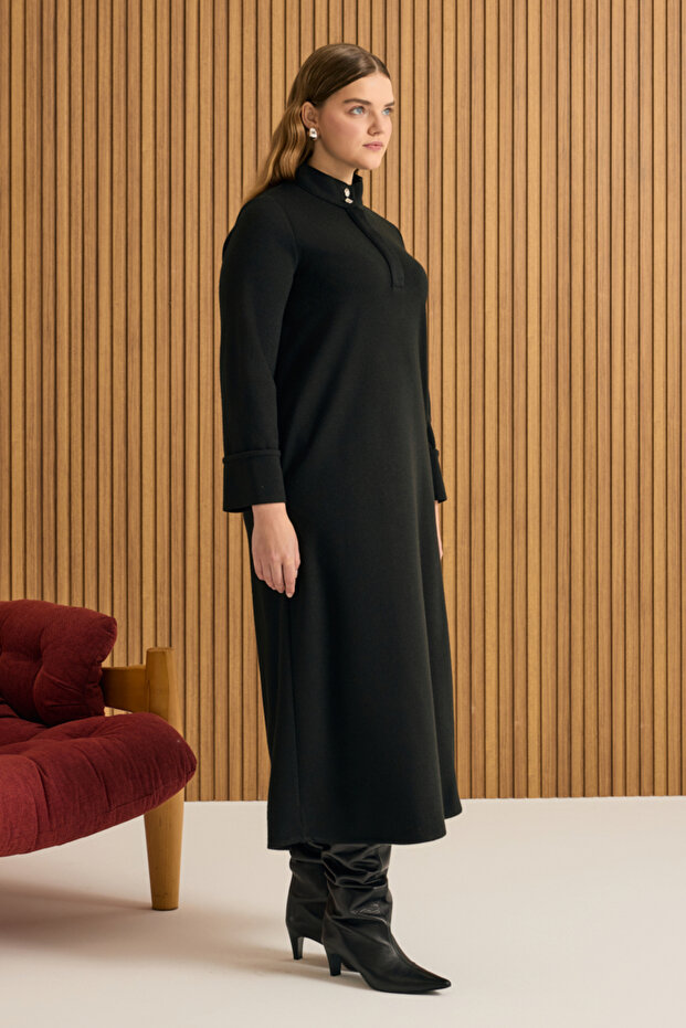 Dik Yaka Örme Elbise - 3