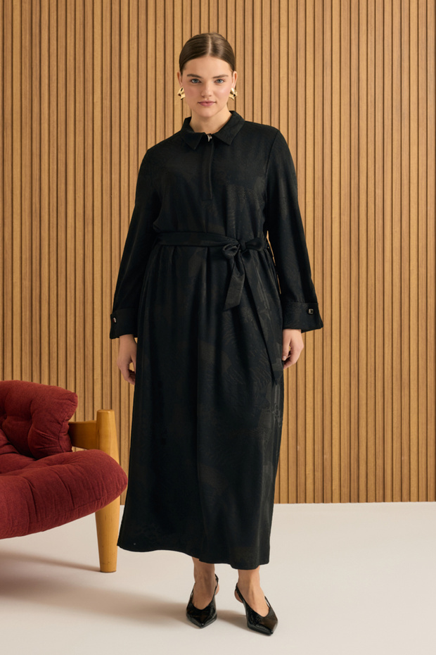 Jakarlı Örme Elbise - 3