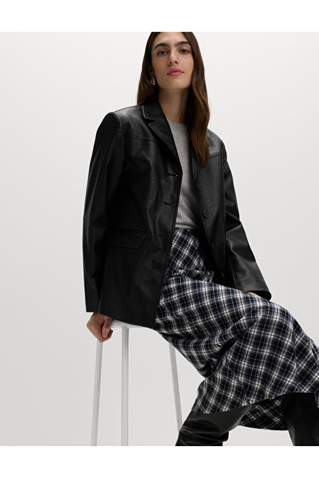 Suni Deri Blazer Ceket - 5