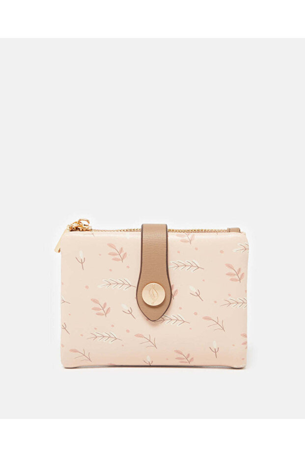 Girls Pink Leaves Print Wallet