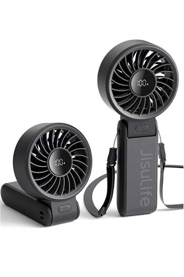 Handheld Fan Life7 (2024) - Portable 3-in-1, 5000mAh, LED Display, 5 Speeds (Black)