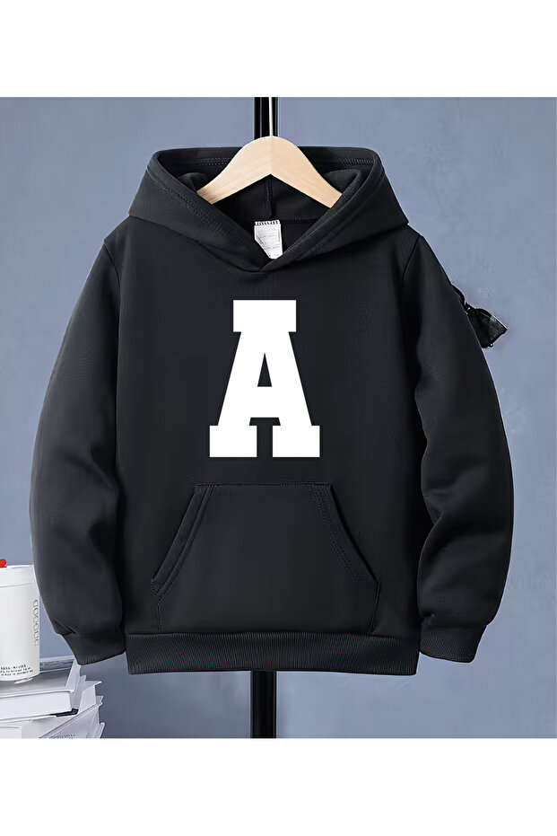 Children's Hooded Sweatshirt with Letter Print