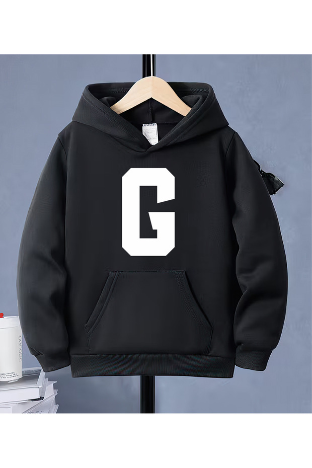 Children's Hooded Sweatshirt with Letter Print