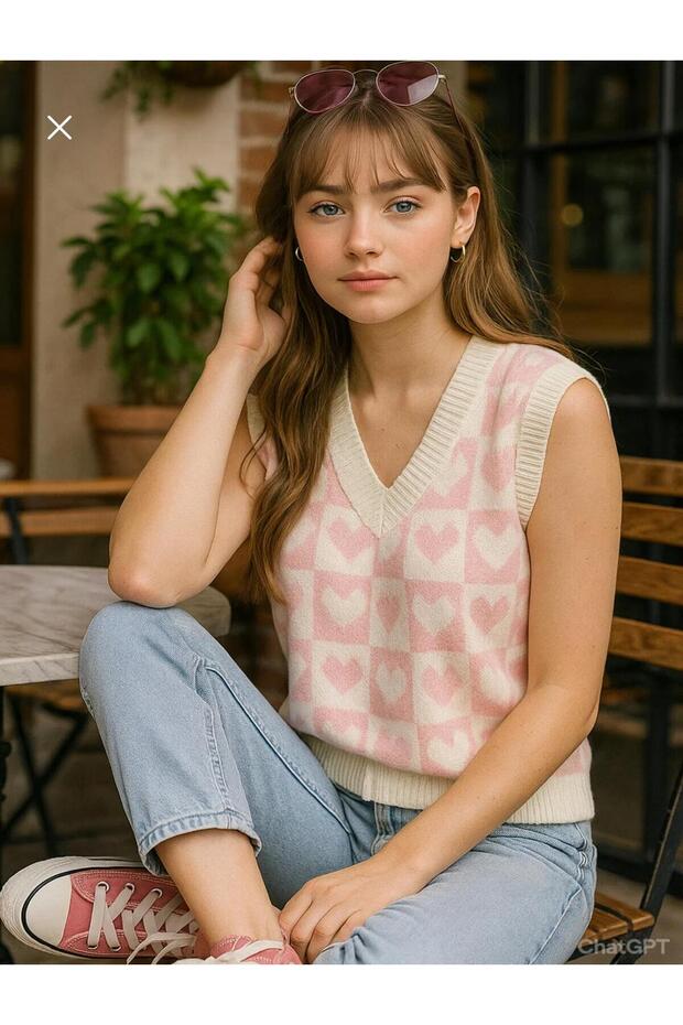 Heart Sweater Knitted Soft Cotton