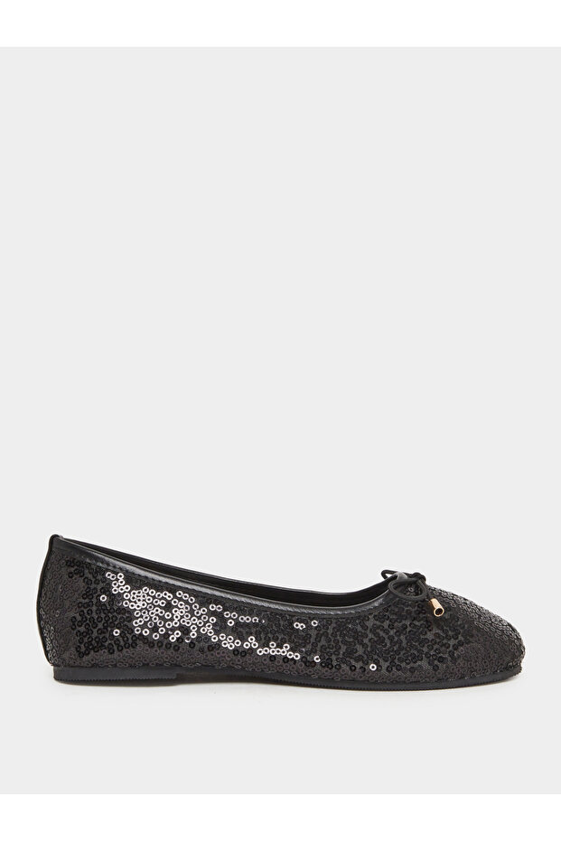 Teens Black Sequin Ballet Flats