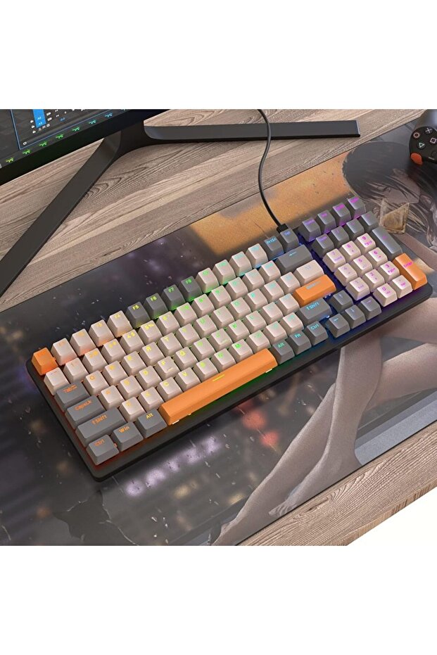 K3 mechanical keyboard 100key game customized hot-swappable axis game computer keyboard(ORANGE) - 1